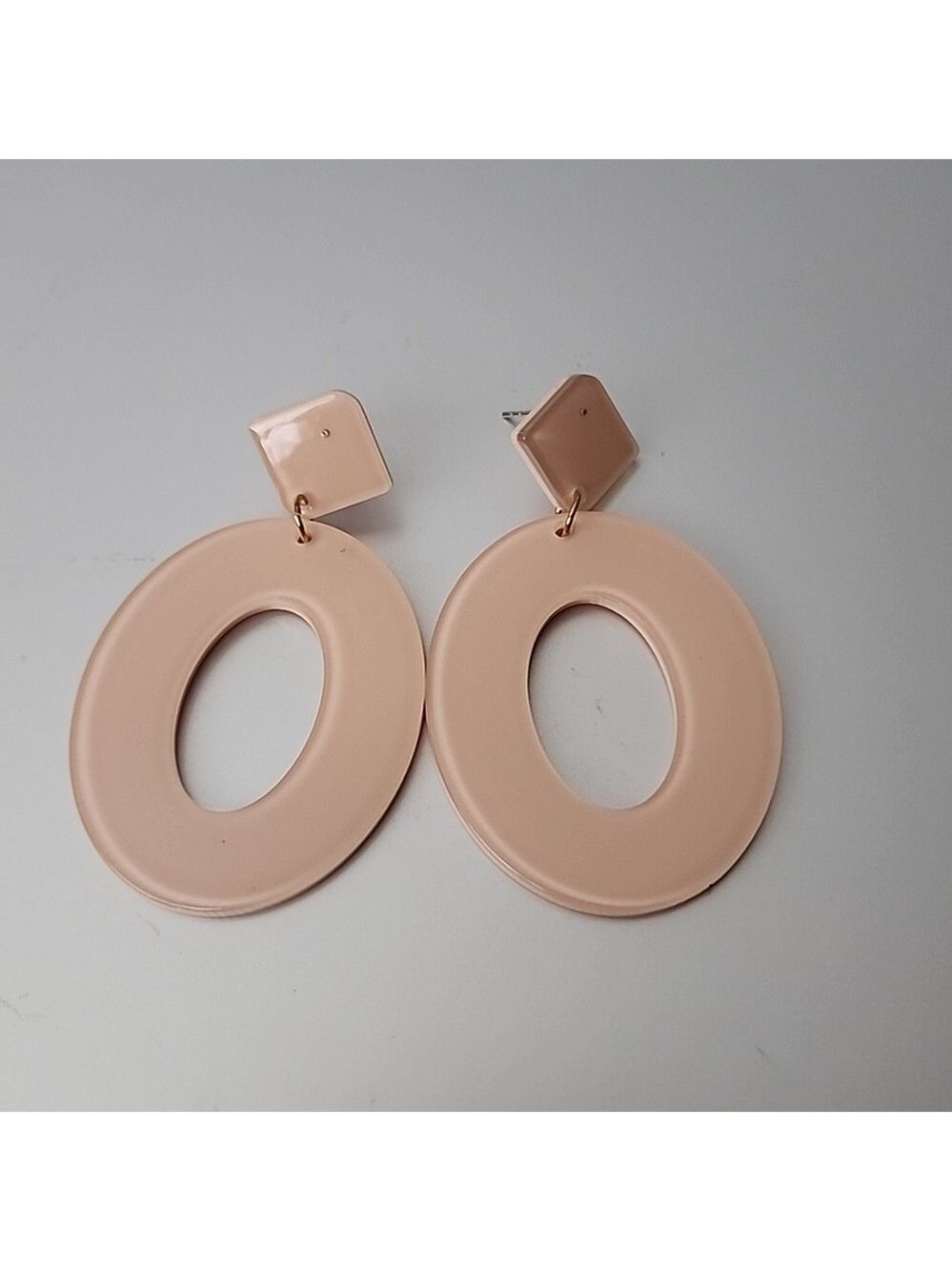 Acrylic Geometric  cut out  Earrings Stud Nude Color